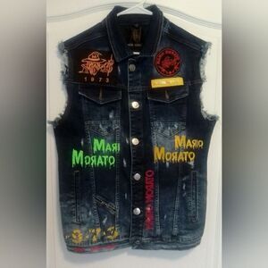 Mario Morato Men’s Handcrafted Denim Vest 2332 Indigo new without tags